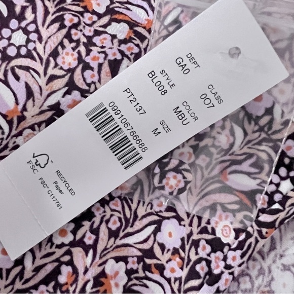 J. Crew Puff-Sleeve Satin Back Crepe Top Floral Flourish Blouse BL008 Fall 22" - Picture 11 of 12